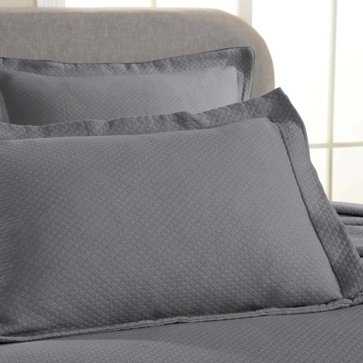 Juego de Colcha Superior Premium Extra Grande, Diseño de Jacuard Diamante Solitario, Suave, Transpirable, Todo Temporada, Fundas de Almohada a Juego, Ropa de Cama Ligera y Acogedora, King, Gris - Imagen 6