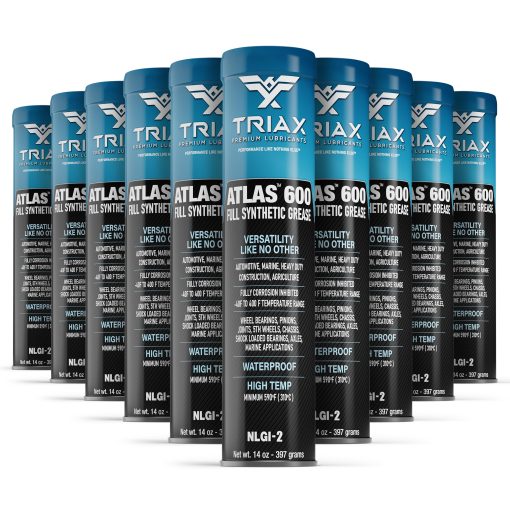 Grasa Sintetica TRIAX Atlas 600 - Ultra Pesada, Baja Temperatura, Marina, Impermeable; Todos los Cojinetes, Articulaciones, Tren de Transmision y Quinta Rueda (Paquete de 10 - Tubos de 14 Oz)