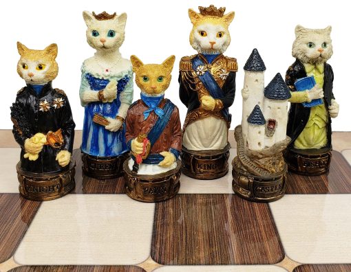 Juego de Ajedrez Hombres Gatos vs Perros Real - Pintado a Mano (NO Tablero) - Imagen 2