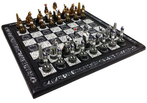 Juego de Ajedrez Egipcio de Anubis HPL en Oro y Plata con Hombres Pintados W / 16" Tablero Jeroglifico - Imagen 2