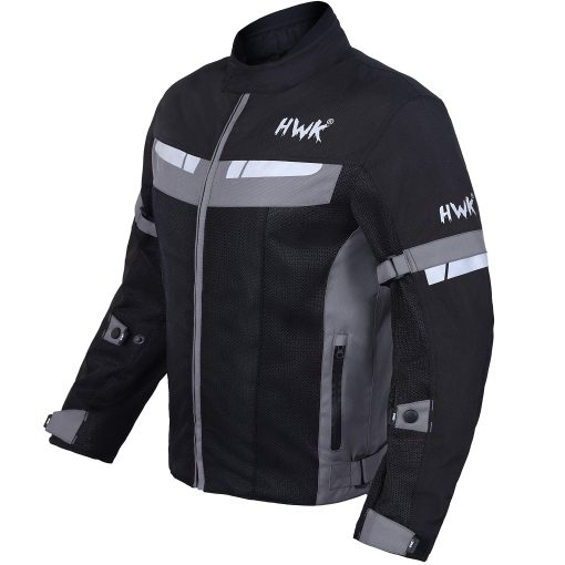 Chaqueta de moto de malla HWK Air para moto Jacket Biker CE Armored transpirable (XXX-Large, Negro) - Imagen 2