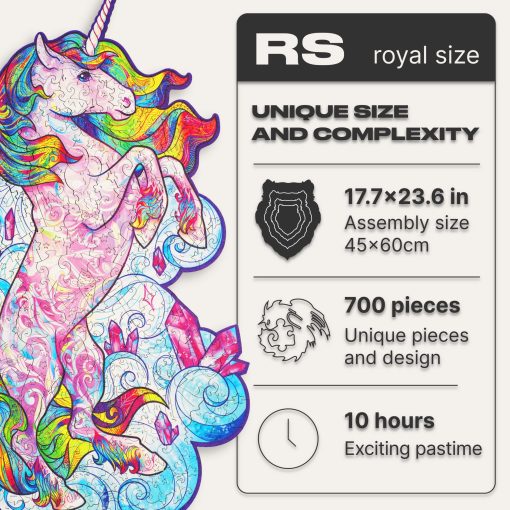 Rompecabezas de madera original UNIDRAGON - Unicornio inspirador, 700 piezas, Tamaño Real 17.7"x23.6", Hermoso paquete de regalo, Forma unica El mejor regalo para adultos y niños - Imagen 2