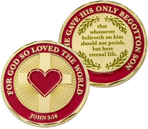 Moneda Dios Te Ama, Paquete a Granel de 10, Porque Dios Amo al Mundo, Regalo Religioso Escritura Biblica para Hombres y Mujeres, Moneda de Desafio de Verso Biblico Plateada en Oro - Imagen 2