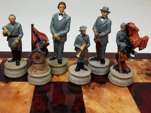 Conjunto de piezas de ajedrez de la Guerra Civil de los Generales de EE. UU. Pintadas a mano - SIN TABLERO - Imagen 2