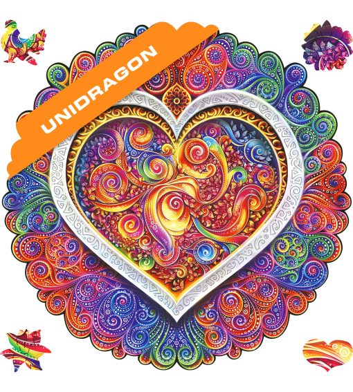 Rompecabezas de madera original UNIDRAGON Mandala Conscious Love Royal Tamano 17.7 x 17.7 pulgadas (45 x 45 cm) Rompecabezas para Adultos y Ninos Acertijo, Hermoso Paquete de Regalo