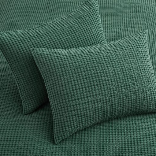 Levtex Home - Mills Waffle - Juego de Edredon para Cama Full/Queen - Verde Bosque Algodon Waffle - Tamaño del Edredon (88 x 92 pulgadas), Tamaño del Funda (26 x 20 pulgadas) - Imagen 4