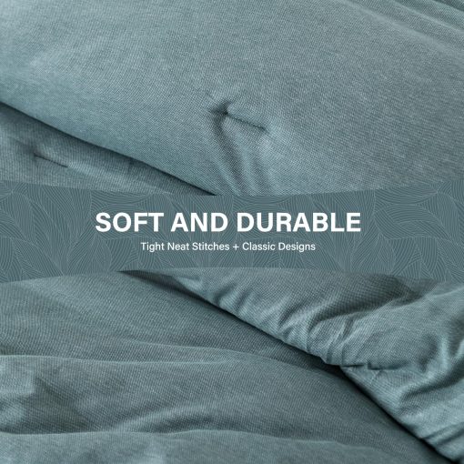 Juego de Edredon King Size de Algodon de Fibra Larga SahSahCasa - Edredon Esponjoso, Juego de Ropa de Cama de Algodon 100% para Cama King, Edredon Transpirable, Alternativa al Plumon, 104" x 90", 3 piezas, Azul Grisaceo - Imagen 5