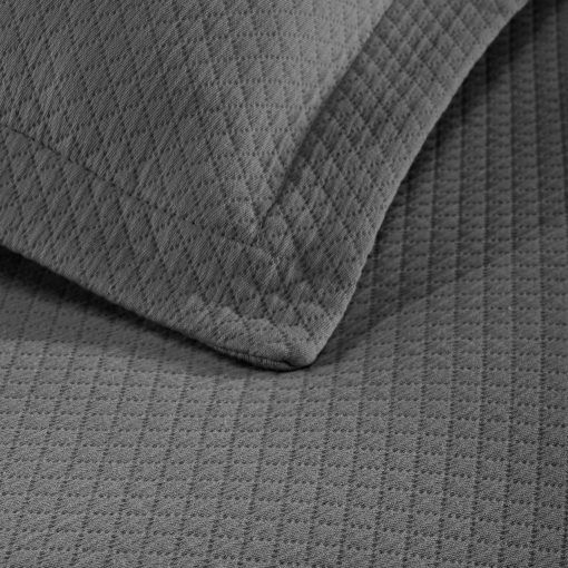 Juego de Colcha Superior Premium Extra Grande, Diseño de Jacuard Diamante Solitario, Suave, Transpirable, Todo Temporada, Fundas de Almohada a Juego, Ropa de Cama Ligera y Acogedora, King, Gris - Imagen 7