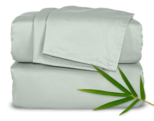 Juego de sabanas Split King de Pure Bamboo, autentico 100% viscosa organica derivada del bambu, suave y refrescante, doble costura *No compatible con la parte superior dividida (Split King, Sea Glass)
