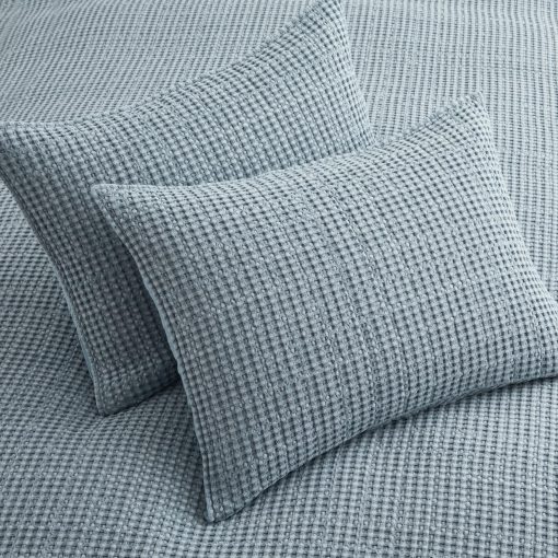 Levtex Home - Mills Waffle - Juego de edredon Full/Queen - Algodon Waffle Chambray - Tamano del edredon (88 x 92in.), Tamano de la funda de almohada (26 x 20in.) - Imagen 5