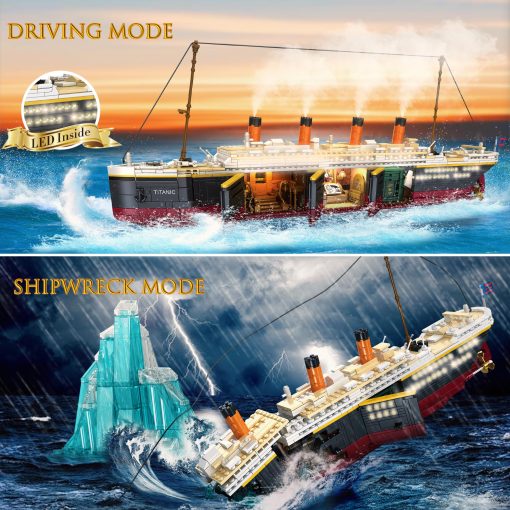 Set de Bloques de Construccion de Titanic LeBrickCrt, 2288 Piezas Modelo de Barco Grande con Tira de Luces, Glaciar, Regalo Ideal para Adultos y Ninos - Imagen 3
