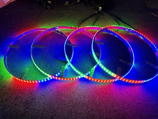 Kit de Luces de Anillo de Rueda LED Triple Fila RGB 15.5'' Dream Chasing con Funcion de Senal de Giro y Freno Bluetooth y Control Remoto IP68 Impermeable para Vehiculos Coche Todo Terreno