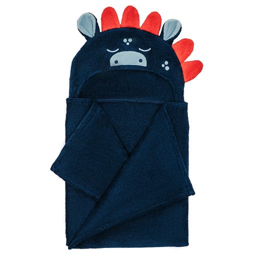 Toalla con capucha para bebe Natemia - Toalla de bano ultra suave premium con diseno de animal - Toalla para bebe con capucha de rayon de bambu de recien nacido a nino pequeno - Fabricado en Turquia - Regalos perfectos para bebes - Dinosaurio azul