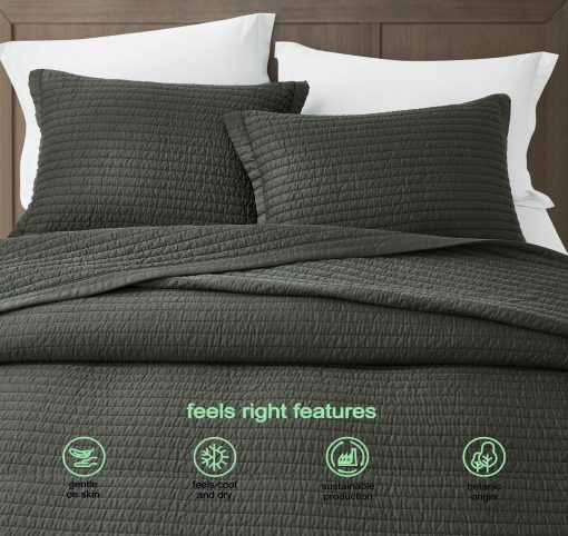 Juego de Colcha de 100% Tencel Lyocell Queen Size - Gris Pizarra Costura Pick Stitch Colcha Suave y Transpirable de 250GSM Relleno de Algodon para Todas las Estaciones - Imagen 4