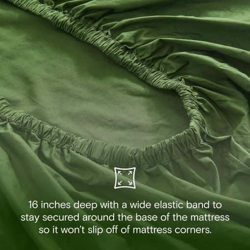 Juego de Sabanas 100% Algodon Organico DOZ by SIJO, Certificado GOTS, Tejido Percale Resistente, Fibra Larga, Transpirable, Acabado Mate, Estilo Hotelero, Duradero, 4 piezas 2 Fundas de Almohada 1 Ajustable 1 Plana (Forest, Full) - Imagen 5
