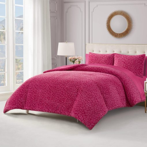 Juego de Edredon Juicy Couture Hot Pink Cheetah Feathered Full/Queen - 3 Piezas - Imagen 5