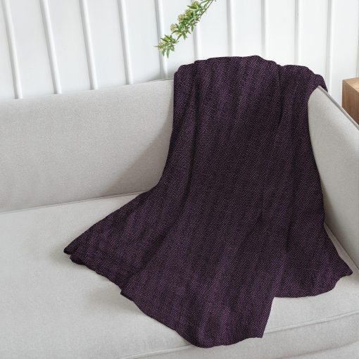 EH Pure Cashmere Shawl, Manton, Manta, Envoltura Ultra Suave, Manta para Sofa, Cama y Viaje, (40" X 82") Espiga (Morado y Negro) - Imagen 3