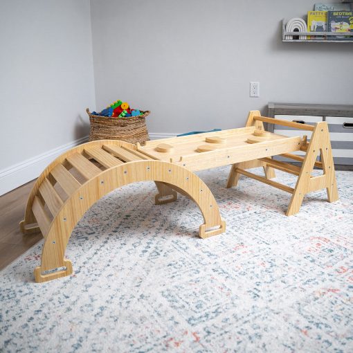 Set de Escalada Montessori Maple 5 en 1 de Avenlur - Gimnasio de Escalada para Bebes - Triangulo Escalador Plegable, Rampa de Escalada, Treparco, Tobogan, Balancin - Gimnasio Interior para Edades de 3 meses a 36 meses - Imagen 8