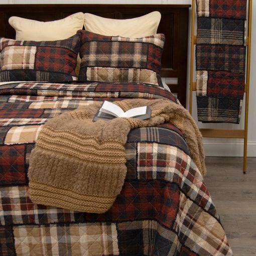 Juego de ropa de cama completa/queen Donna Sharp - 3 piezas - Juego de edredon de algodon LJ a cuadros con edredon completo/queen y dos almohadas estandar - Se adapta a camas tamaño queen y full - Lavable a maquina - Imagen 5