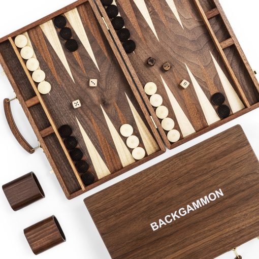Juego de tablero de backgammon de madera de sapele Ropoda (15 pulgadas) para adultos y ninos - Juego de estrategia de tablero clasico - Juego de backgammon portatil y de viaje con piezas de juego de madera y accesorios