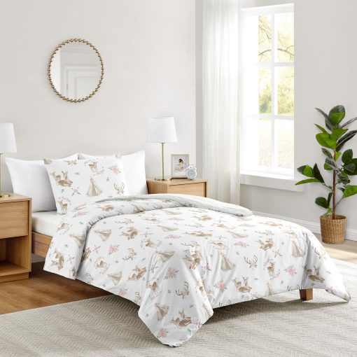 Sweet Jojo Designs Juego de Cama para Ninos con Motivo de Ciervos Florales y Teepee en Acuarela - 4 Piezas - Imagen 2