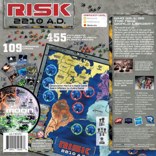 Renegade Game Studios: Risk 2210 A.D. - Juego de Risk, Nuevas Torsiones, Mechs, Locaciones Subacuaticas y Lunares, Comandantes, Edades 10+, 2-5 Jugadores, 240 Min - Imagen 2