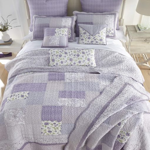 Colcha Donna Sharp King - Lavender Rose, Colcha Contemporanea de Algodon con Patron de Patchwork - Lavable a Maquina - Imagen 2