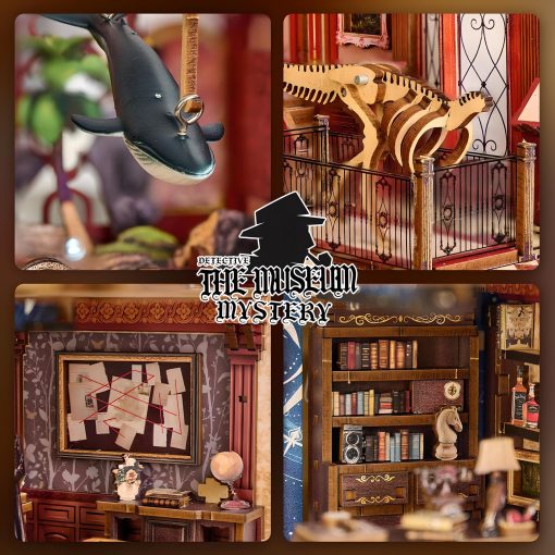 Kit de miniatura DIY Museo Misterioso con luces LED, Rompecabezas de madera 3D Libreria de Casa de Munecas Miniatura para estanteria, ideal para manualidades y decoracion del hogar, Perfectos kits de miniaturas para adultos - Imagen 6