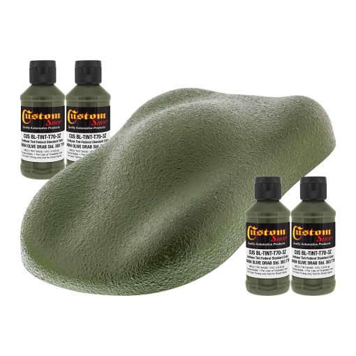 Paquete de 4 Botellas de 3 Onzas de Custom Coat Serie Camuflaje (Color Verde Oliva Estandar Federal #34094) - Concentrado de Tinte de Uretano para Tinte de Revestimientos para Camas de Camion - Resina Epoxi - Imagen 2