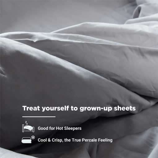 Juego de Sabanas 100% Algodon Organico de Tamano Individual de Percale | 300 Hilos | Certificado GOTS | Algodon de Fibra Larga | Fresco y Transpirable | Se Adapta a Colchones de hasta 17" de Bolsillo Profundo | Gris Claro - Imagen 4