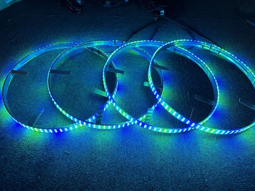 Kit de Luces de Anillo de Rueda LED Triple Fila RGB 15.5'' Dream Chasing con Funcion de Senal de Giro y Freno Bluetooth y Control Remoto IP68 Impermeable para Vehiculos Coche Todo Terreno - Imagen 4