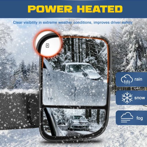 Espejos de Remolque Autenticos con Calefaccion y Potencia Compatible con Dodge Ram 1500 2500 3500 2009-2018 / Ram 1500 Classic 2019-2024 con Luz de Senal LED Sensor de Temperatura (Negro) - Imagen 4