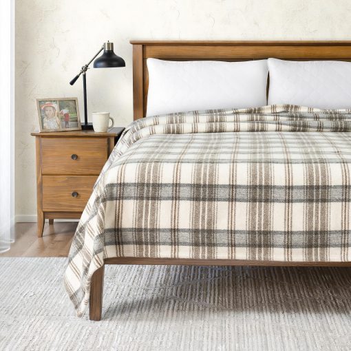 Manta Poyet Motte Tahoe 450GSM 90% Lana Virgen / 10% Acrilico, Peso Pesado, Lavable a Maquina (Taupe, King (Estandar de EE.UU.))