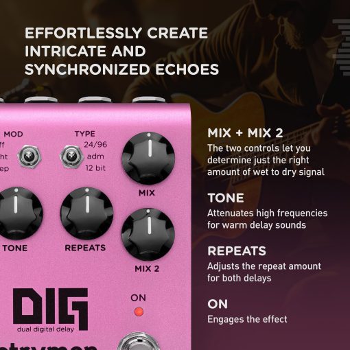 Pedal de Efectos de Guitarra Strymon DIG V2 Dual Digital Delay para Guitarra Electrica y Acustica, Sintetizadores, Voces y Teclados - Imagen 4