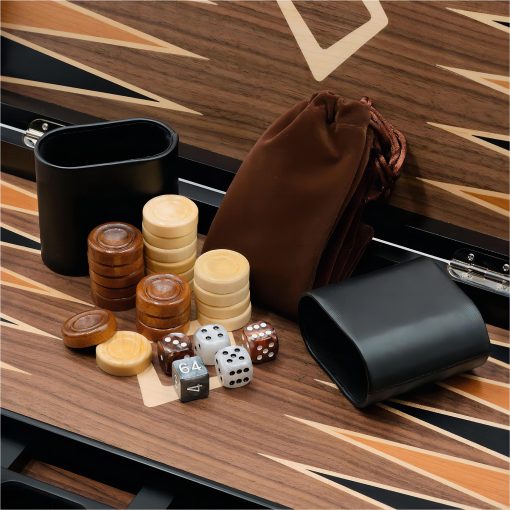 Set de Backgammon de Madera Woodronic de 17" para Adultos, Tablero Clasico Plegable, Mejor Juego de Estrategia y Juego Inteligente de Tacticas, Estuche de Caoba - Imagen 5