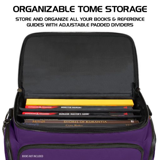 Bolsa de Viaje ENHANCE para Edicion Coleccionista de DND, Bolsa Compatible con Dungeons and Dragons, Soporte para Tapete de Batalla, Bolsillos para Dados y Accesorios, Capacidad para 4-8 Libros (Dragon Purpura) - Imagen 5