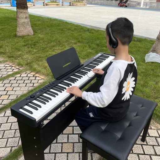 Piano Electronico Plegable MAGICON BX20S de 88 Teclas, Teclas Semipesadas de Tamano Completo, Portatil, con Sensibilidad al Tacto, Soporte USB/MIDI, Bluetooth Inalambrico, Altavoces, Pedal, Bolsa de Transporte, para Principiantes (NEGRO+) - Imagen 8