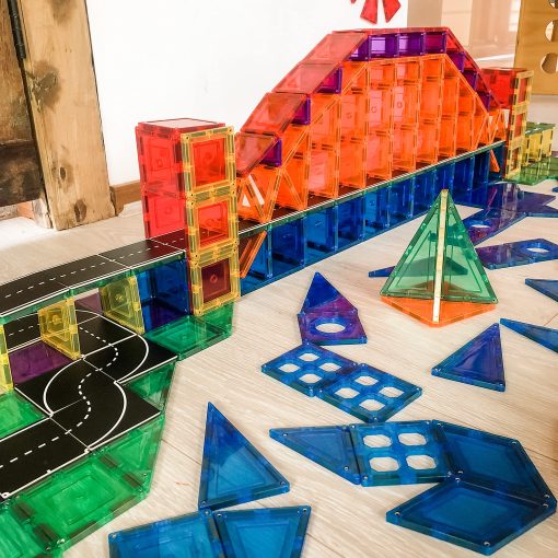 Paquete geometrico de juguetes Learn & Grow, Juego de construccion de azulejos magneticos, Bloquea azulejos Juguete educativo de construccion STEM para ninos y ninas de 3+ anos - Imagen 3
