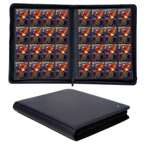 KUOOKING 1000+ Bolsillos Carpeta para Cartas de Intercambio, album de 16 Bolsillos Compatible con lorcana, MTG, Cartas Deportivas y Otras Cartas de Tamano Estandar (NEGRO)