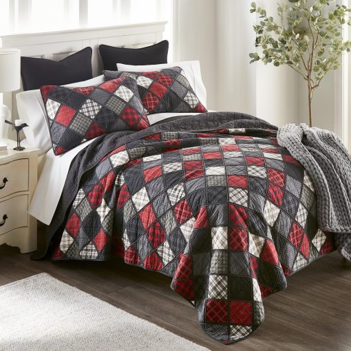 Juego de Ropa de Cama Acolchada de Algodon Lumberjack de Donna Sharp - Juego de Colcha de Tamano King de 3 Piezas - Incluye 1 Colcha y 2 Fundas de Almohada - Lavable a Maquina - Perfecto para Decoracion Rustica - Imagen 3