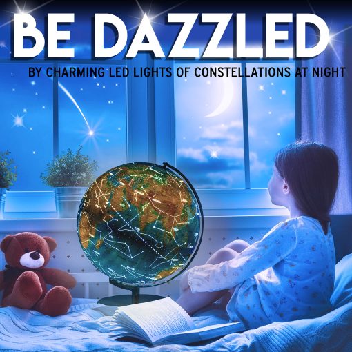 Globo del mundo interactivo para adultos - Globo grande de 13 pulgadas con soporte - Globo terrestre con constelaciones iluminadas que se encienden por la noche - Mapa geografico para ninos - Regalo de aprendizaje educativo - Brujula para navegarlo! - Imagen 9