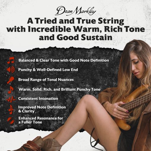 Dean Markley SR2000 Cuerdas de Bajo de Acero Inoxidable, Juego de 4 Cuerdas, 48-106 Medio 4 Cuerdas de Bajo, Cuerdas de Bajo Sedosas y Duraderas con Tono Completo, Hechas en los EE. UU. - Imagen 3