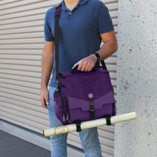 Bolsa de Viaje ENHANCE para Edicion Coleccionista de DND, Bolsa Compatible con Dungeons and Dragons, Soporte para Tapete de Batalla, Bolsillos para Dados y Accesorios, Capacidad para 4-8 Libros (Dragon Purpura) - Imagen 6