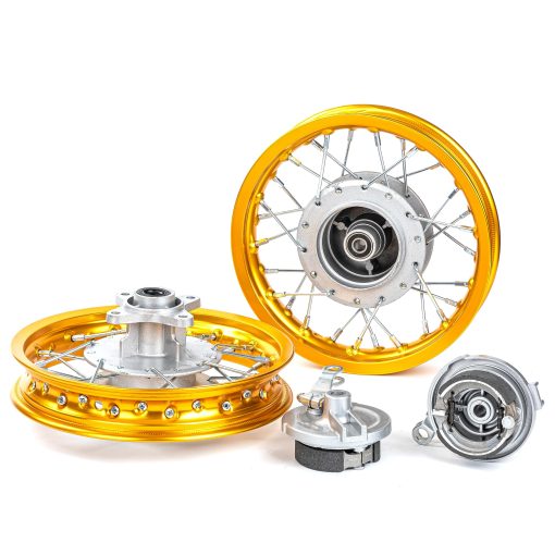 Rin SUNQIAO CRF50, Ruedas XR50 Zapatas de Freno de Tambor para Motocicletas XR CRF Pit Dirt Bikes Negro 1.40x10 Aleacion de Aluminio Rines (Dorado)