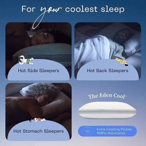 Almohada Ajustable Coop Home Goods Eden Cool+, Tamano King con Forma de Mas y Espuma de Memoria con Gel de Enfriamiento, Almohada para Espalda, Cuello, Estomago o Lateral, CertiPUR-US/GREENGUARD Gold - Imagen 3