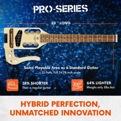 Guitarra Acustica Electrica Traveler Pro-Series de Arce | Guitarra Electrica Acustica Portatil de Escala Completa 24,75" | Guitarra de Viaje con Conector de Salida | Guitarra sin Cabeza con Funda Personalizada - Imagen 3