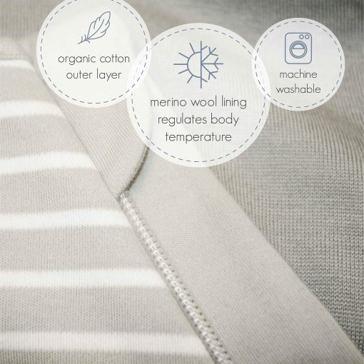 Saco de dormir para bebe Woolino de lana merina y algodon organico - Saco para dormir basico de 4 estaciones para bebe - Saco de dormir con cremallera bidireccional para bebe y nino pequeno - 18-36 meses - Azul marino - Imagen 6
