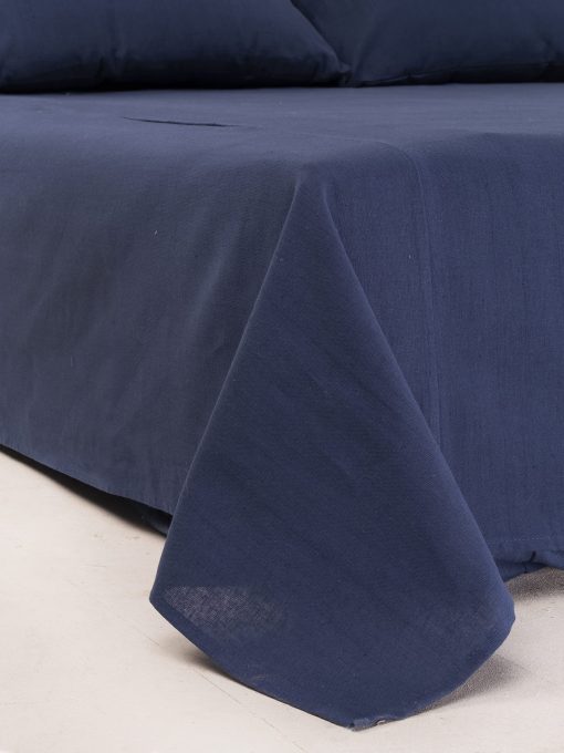 Juego de Sabanas y Fundas de Almohada de Lino Europeo WHOLEWOOLS - Juego de Sabanas de Sabana Bajera de Lino Natural - 4 Pzas Ultra Suaves (2 Fundas de Almohada, Sabana Ajustable y Sabana de Cama) (Completo, indigo) - Imagen 7