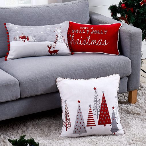 Set de Edredon navideño Southshore Fine Living, tamaño King con Fundas de almohada, Juego de Ropa de Cama navideña, Set de Edredon King/California King de 3 Piezas, arbol de Navidad y Reno Feliz Navidad, Rojo y Blanco - Imagen 5