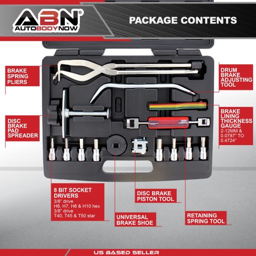 Kit de Frenos ABN de 15 Piezas con Herramienta de Compresion de Calibrador de Freno, Extractor de Tambor de Freno, Juego de Herramientas de Ajuste de Freno - Imagen 3